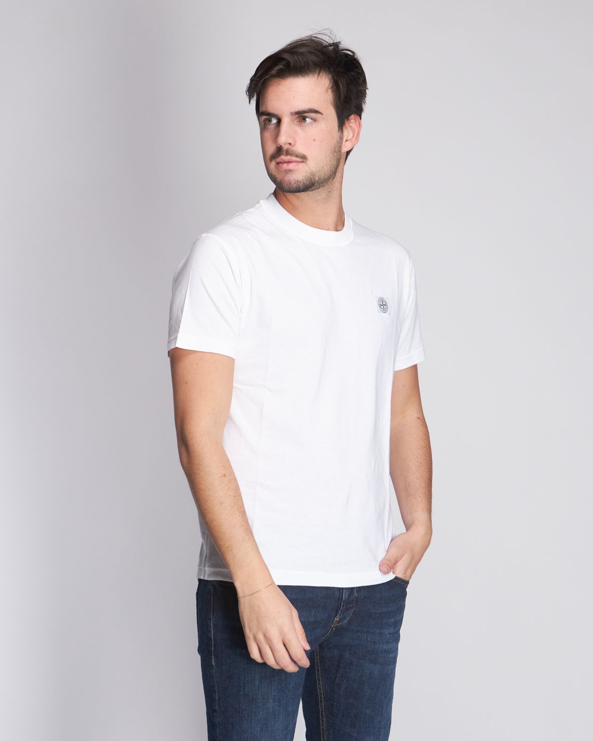 T shirt girocollo in jersey di cotone organico bianca