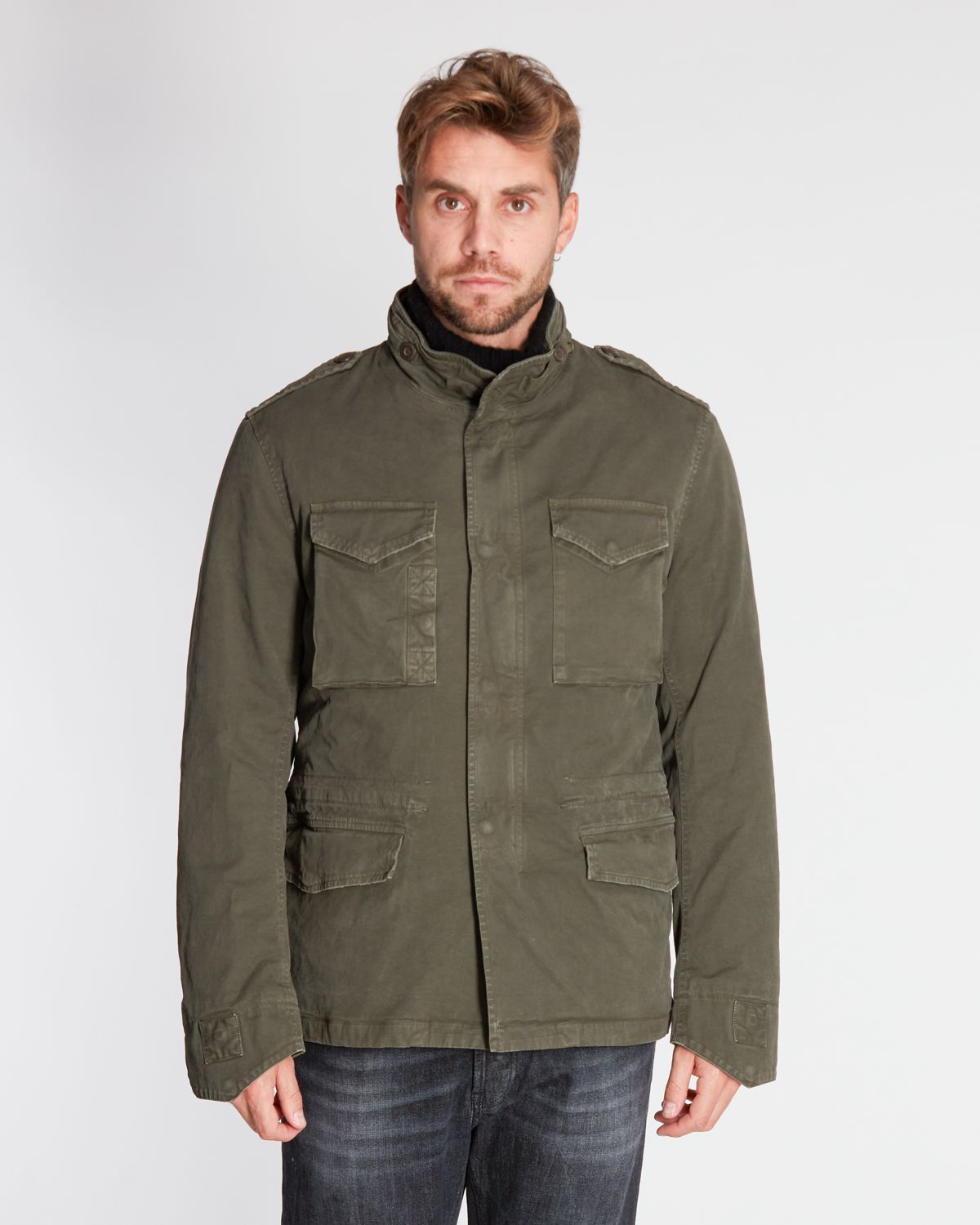 Field jacket con imbottitura staccabile in cotone verde