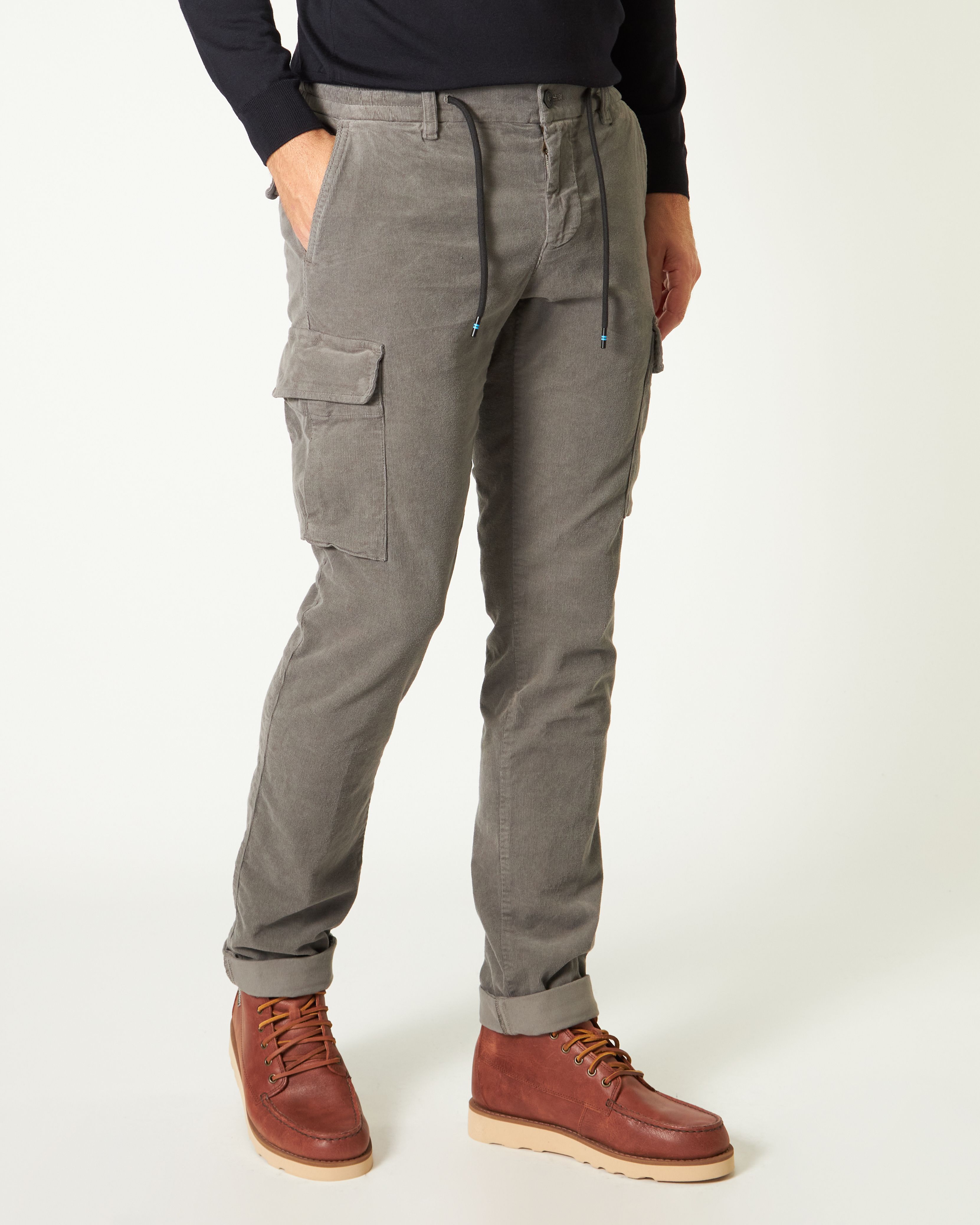 Pantalone cargo Chile Joggerin velluto di cotone strecht 2000 righe grigio scuro