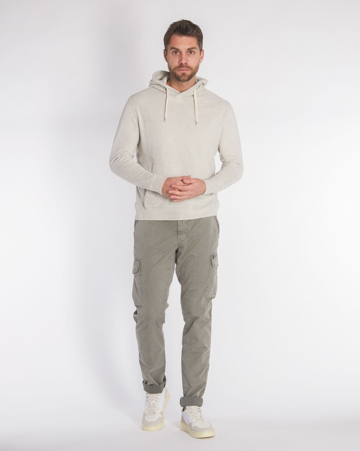 Chile pantalone cargo in cotone effetto marmorizzato grigio chiaro