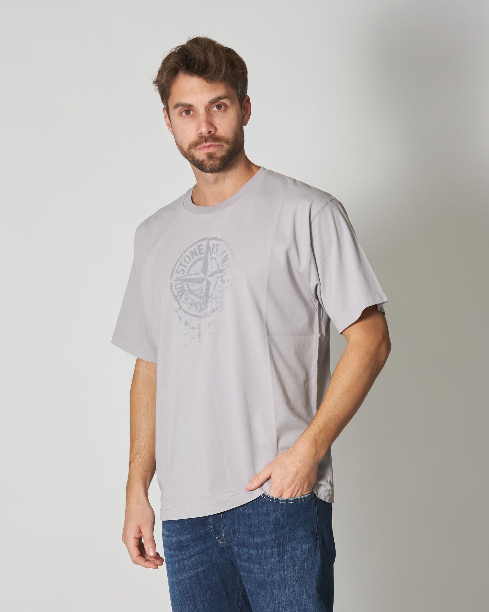 T Shirt in jersey di cotone con macrologo reflective