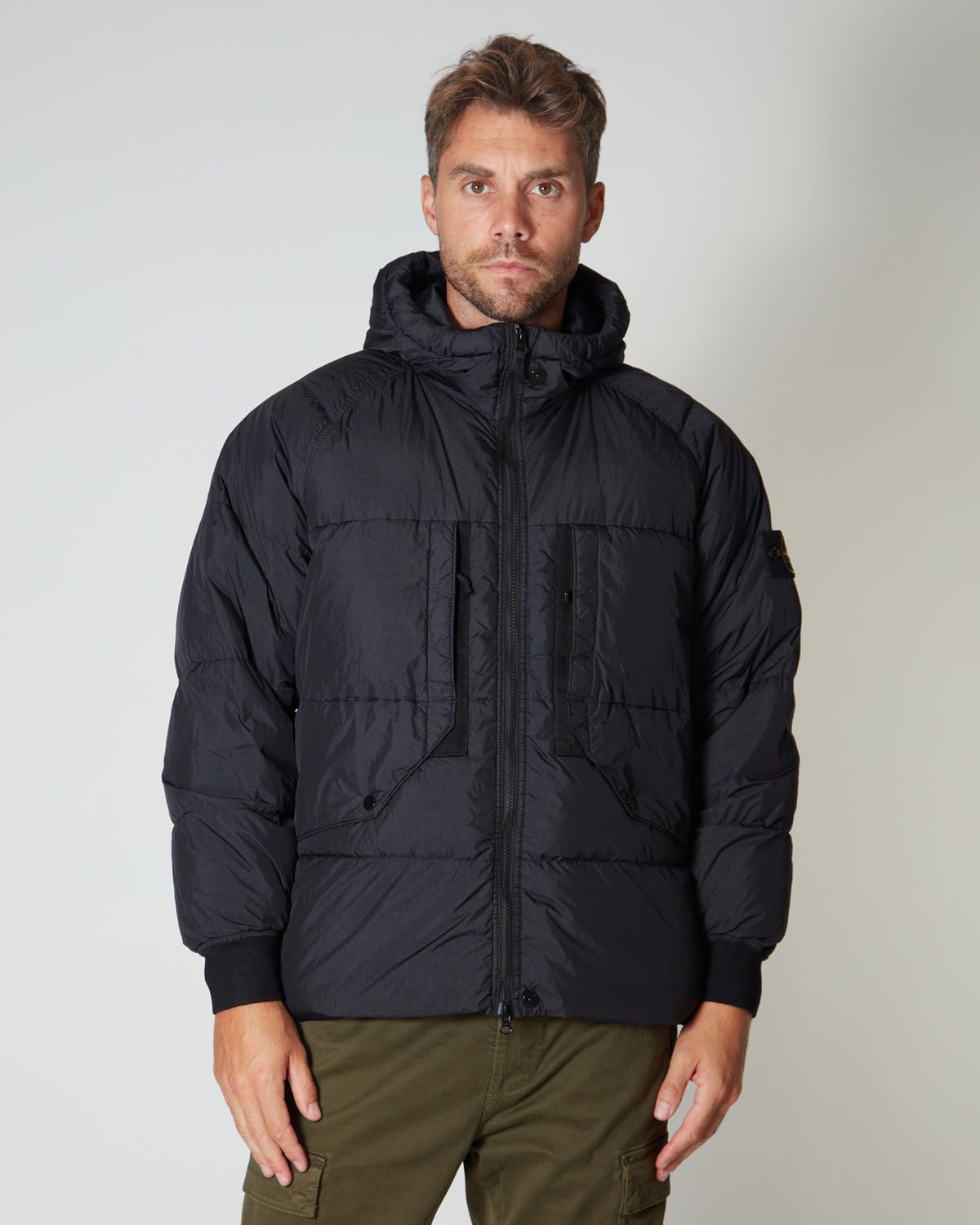 CRINKLE REPS GARMENT DYED REAL DOWN JACKET NERO