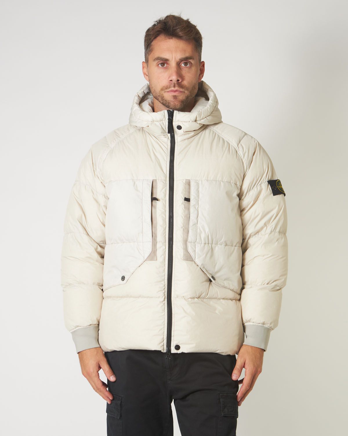 CRINKLE REPS GARMENT DYED REAL DOWN JACKET COLOR STUCCO