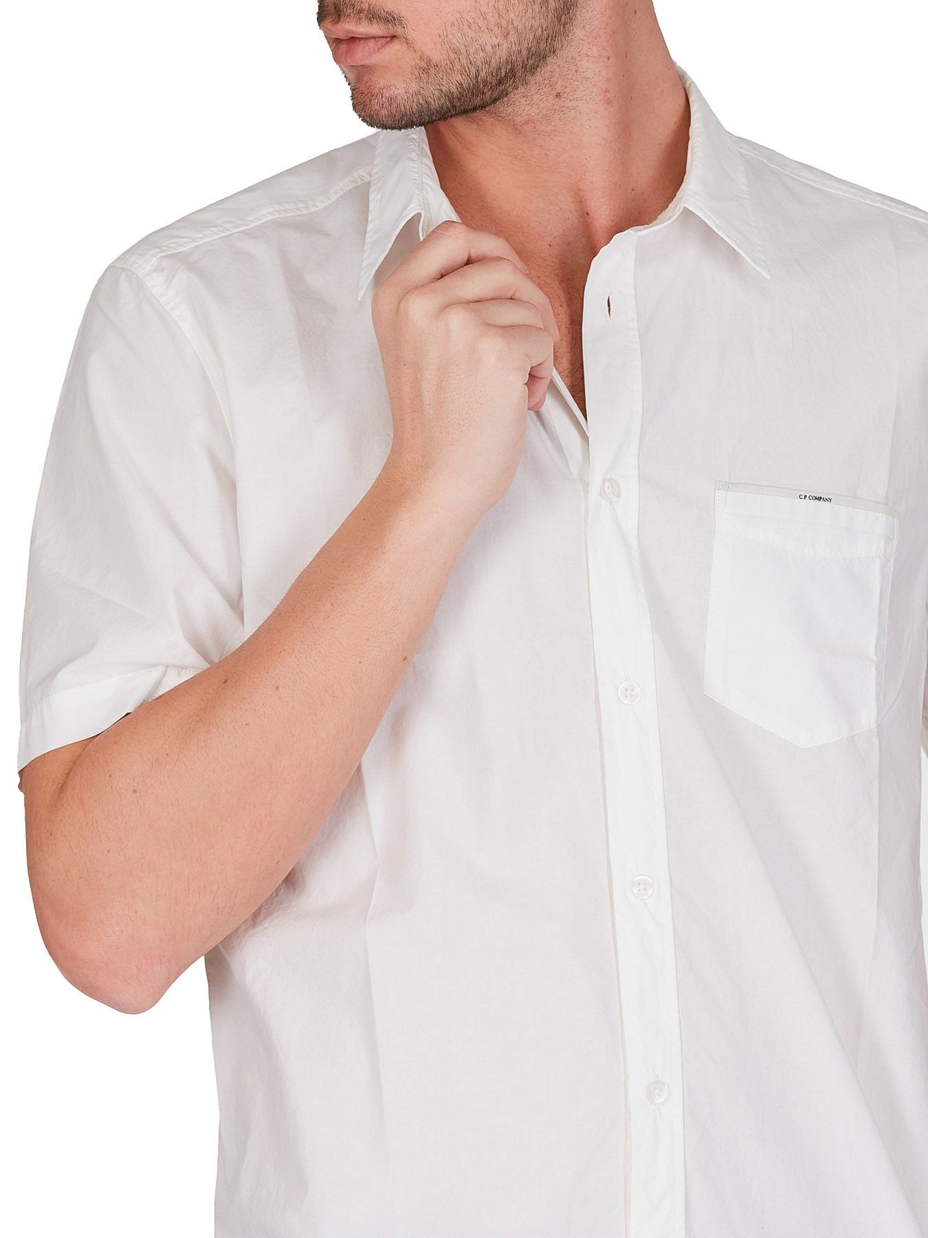 Camicia a maniche corte bianca in popeline di cotone