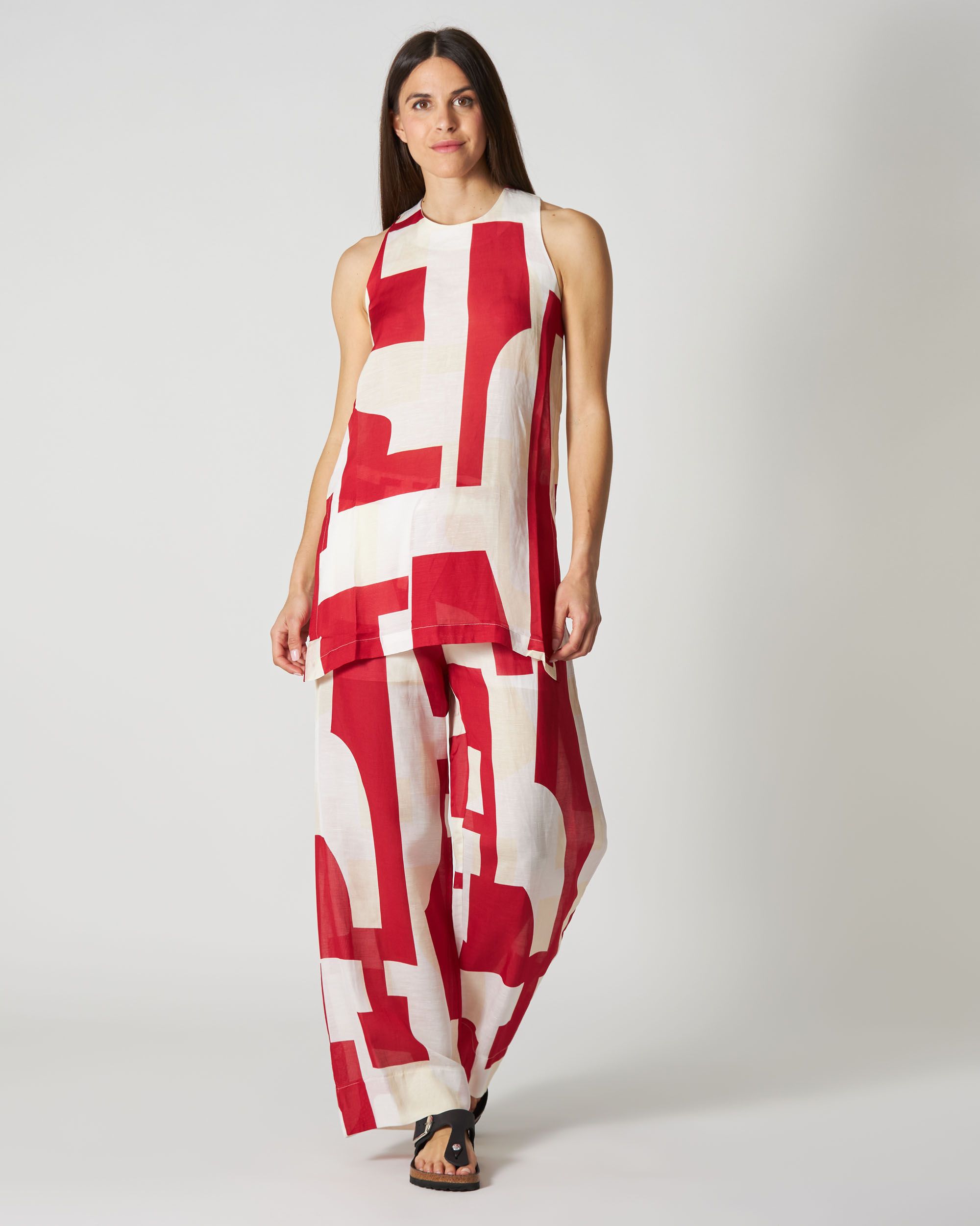 Pantalone stampa geometrica rosso