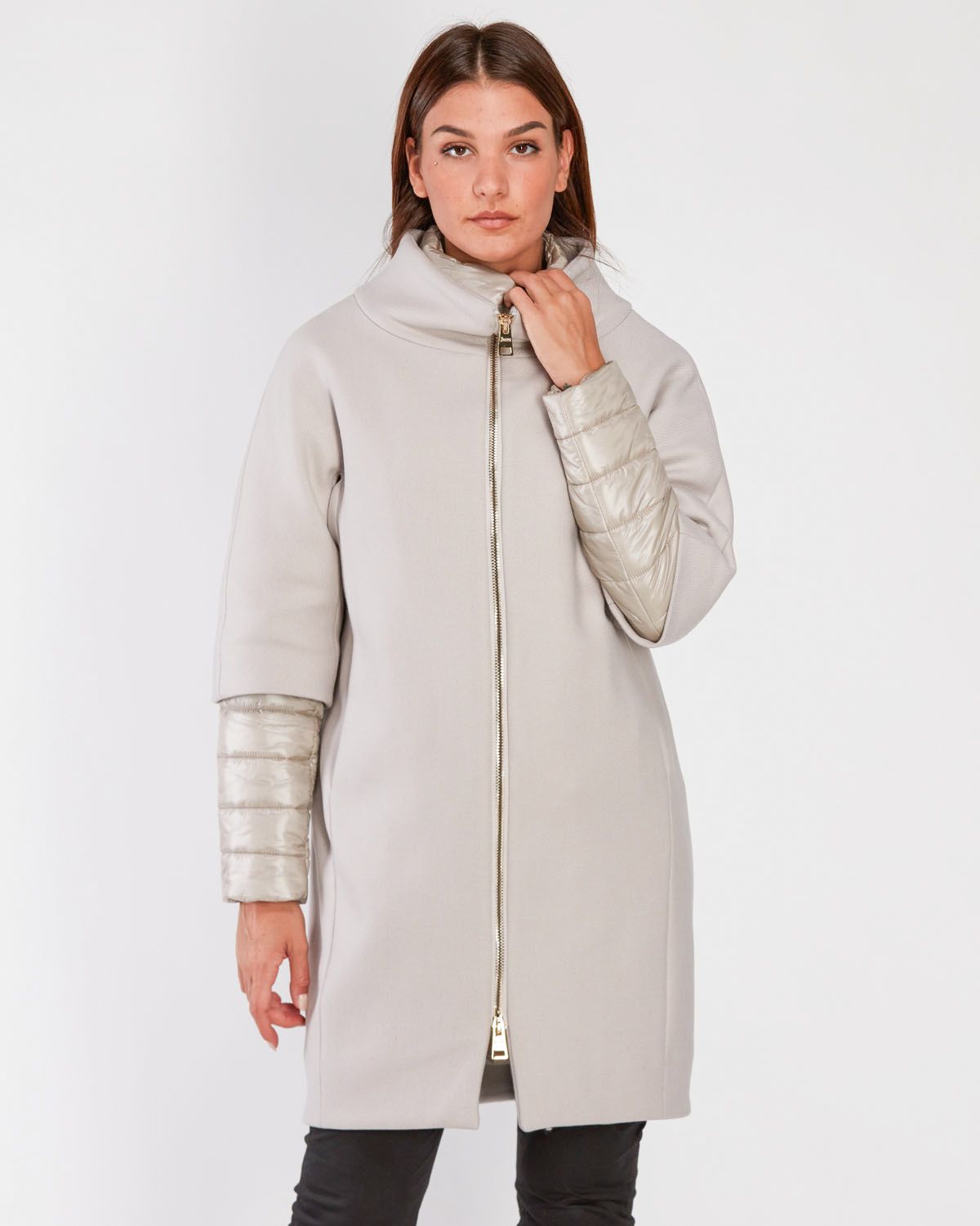 Cappotto a uovo in eco wool chantilly