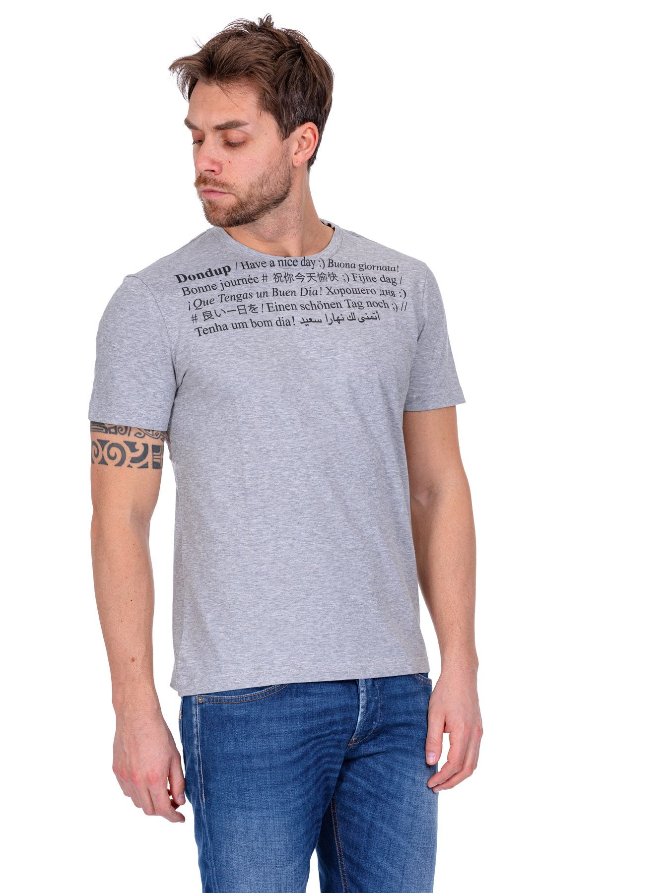 T-shirt in cotone grigio chiaro