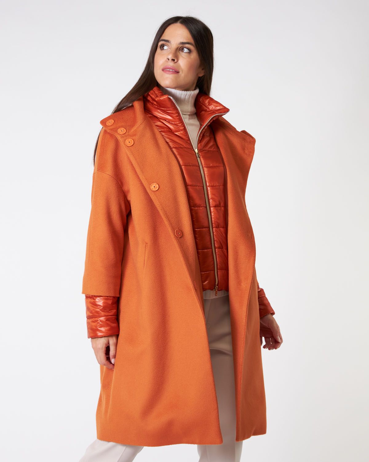 Cappotto Luxury wool e nylon ultralight arancio